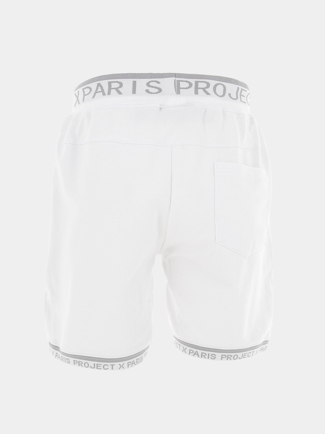 Short brodé bandes logo gris blanc homme - Project X Paris