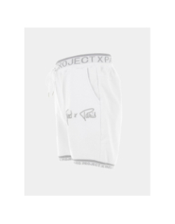 Short brodé bandes logo gris blanc homme - Project X Paris