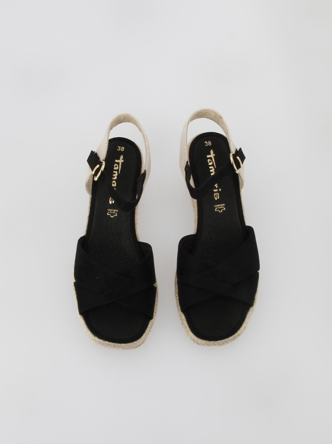 Sandales à talons compensés croisé noir femme - Tamaris