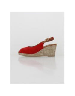 Sandales à talons compensés en cuir rouge femme - Tamaris