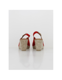 Sandales à talons compensés en cuir rouge femme - Tamaris