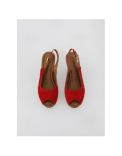 Sandales à talons compensés en cuir rouge femme - Tamaris