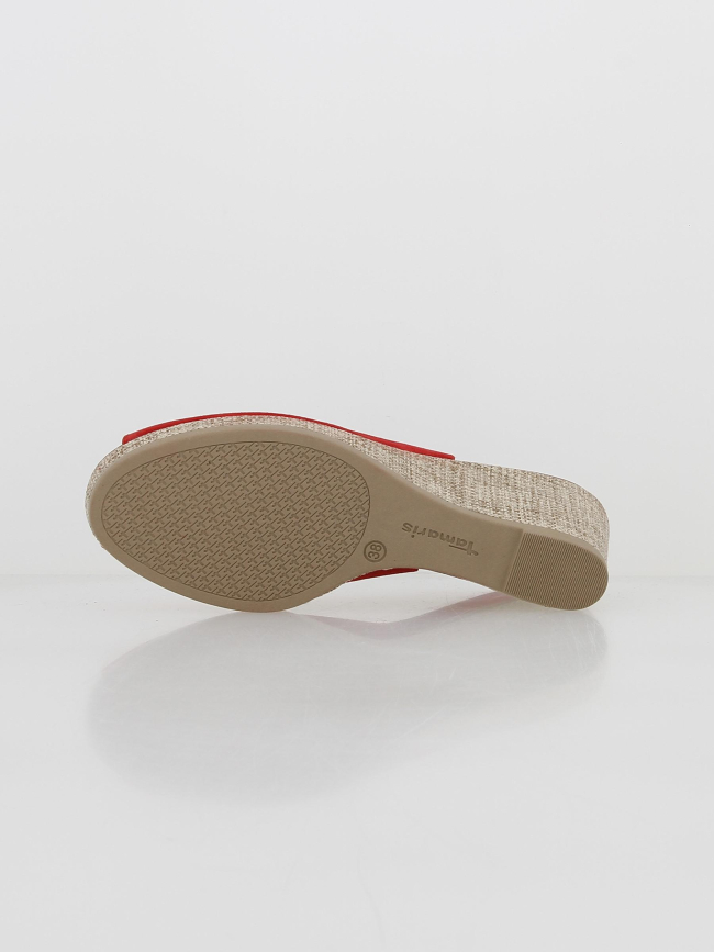 Sandales à talons compensés en cuir rouge femme - Tamaris