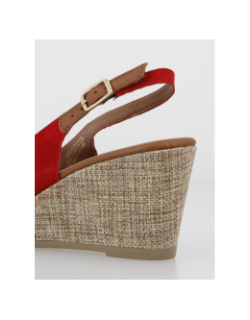 Sandales à talons compensés en cuir rouge femme - Tamaris