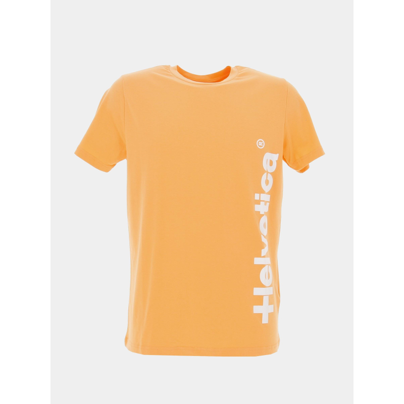 T-shirt logo vertical luca orange homme - Helvetica