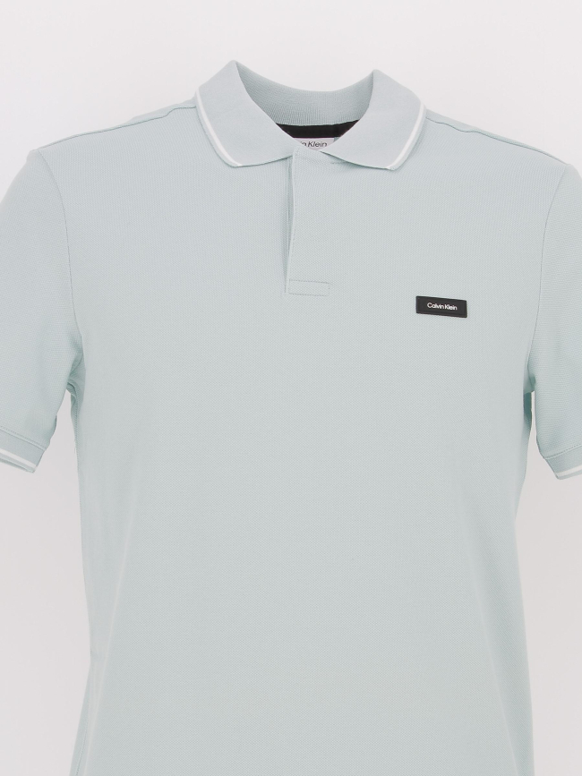 Polo slim stretch pique bleu clair homme - Calvin Klein