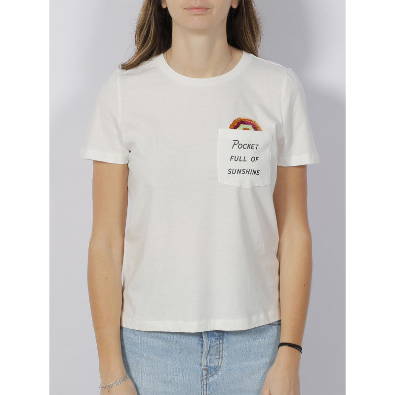 T-shirt poche arc-en-ciel caraolly blanc femme - Vero Moda