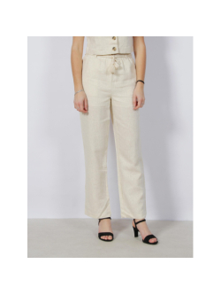 Pantalon lin large pailleté ryle beige femme Vero Moda wimod