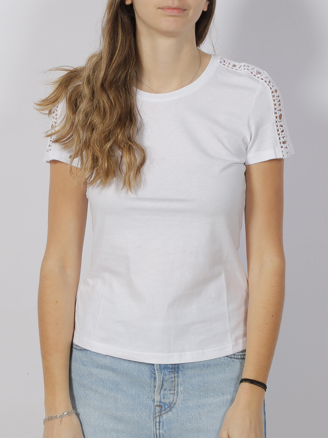 T-shirt manches ajourées logo blanc femme - Salsa