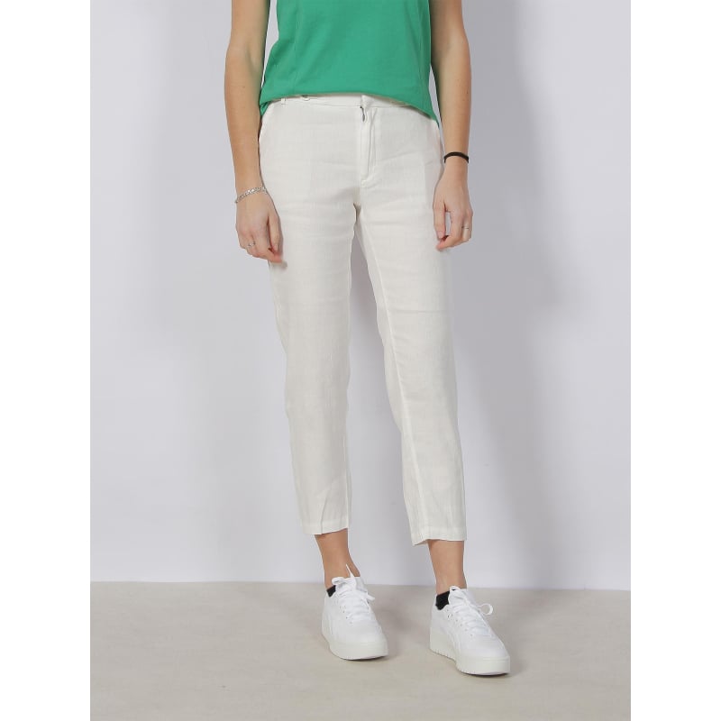 Pantalon chino slim en lin blanc femme - Salsa