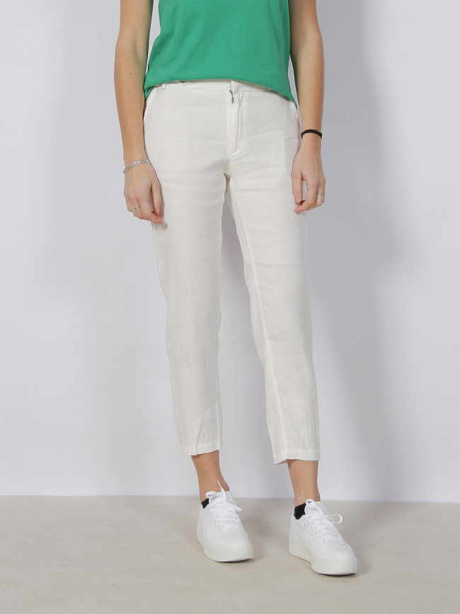 Pantalon chino slim en lin blanc femme - Salsa