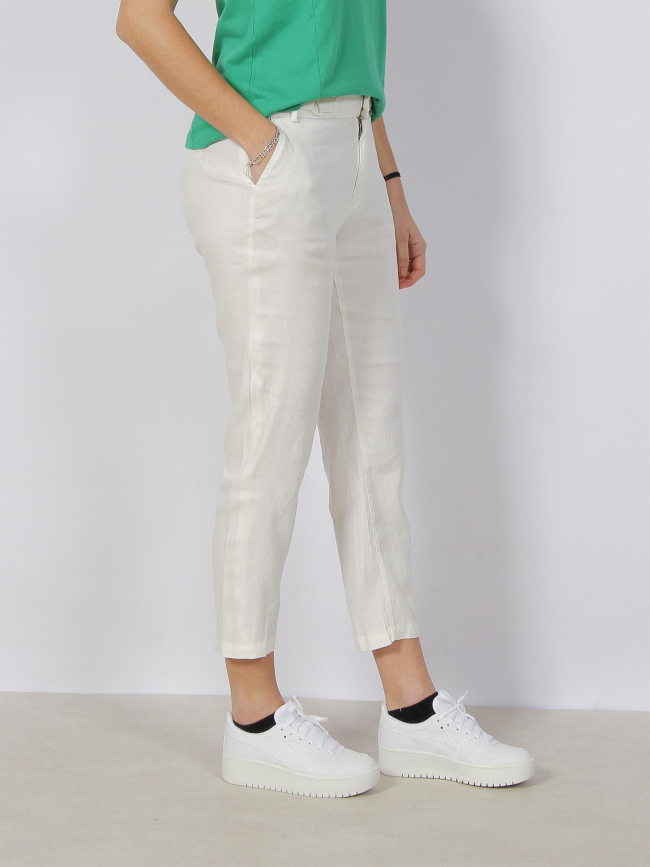 Pantalon chino slim en lin blanc femme - Salsa