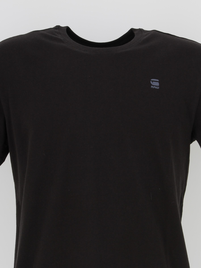 T-shirt basic uni logo brodé noir homme - G Star