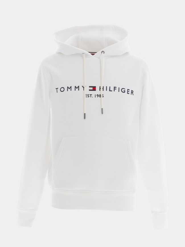 Sweat à capuche logo uni blanc homme - Tommy Hilfiger