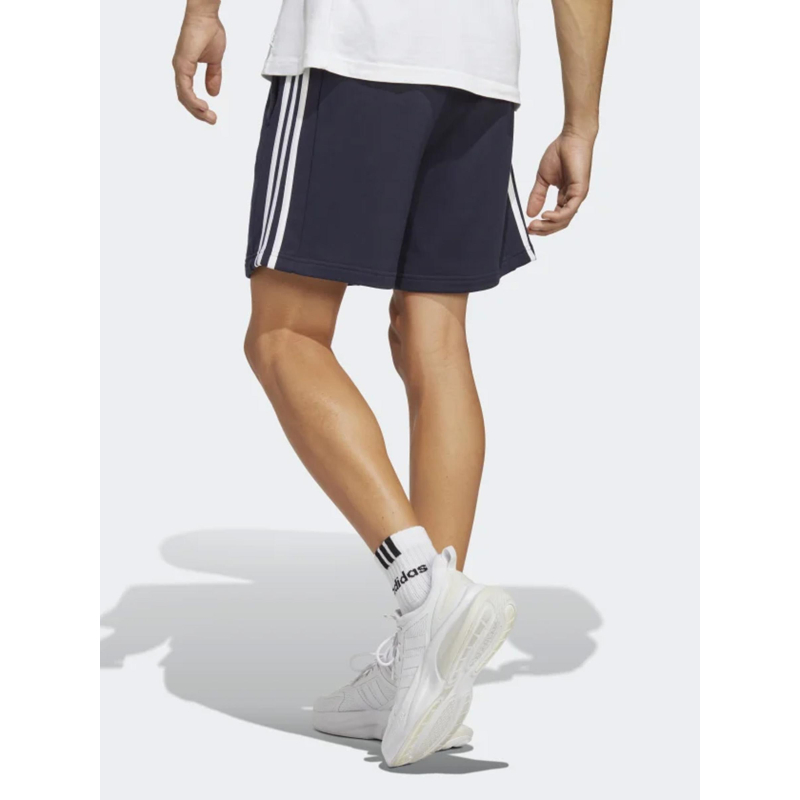 Short jogging 3 stripes logo brodé bleu marine homme - Adidas