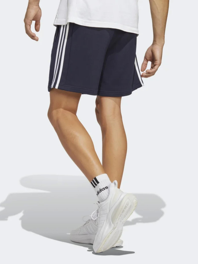 Short jogging 3 stripes logo brodé bleu marine homme - Adidas