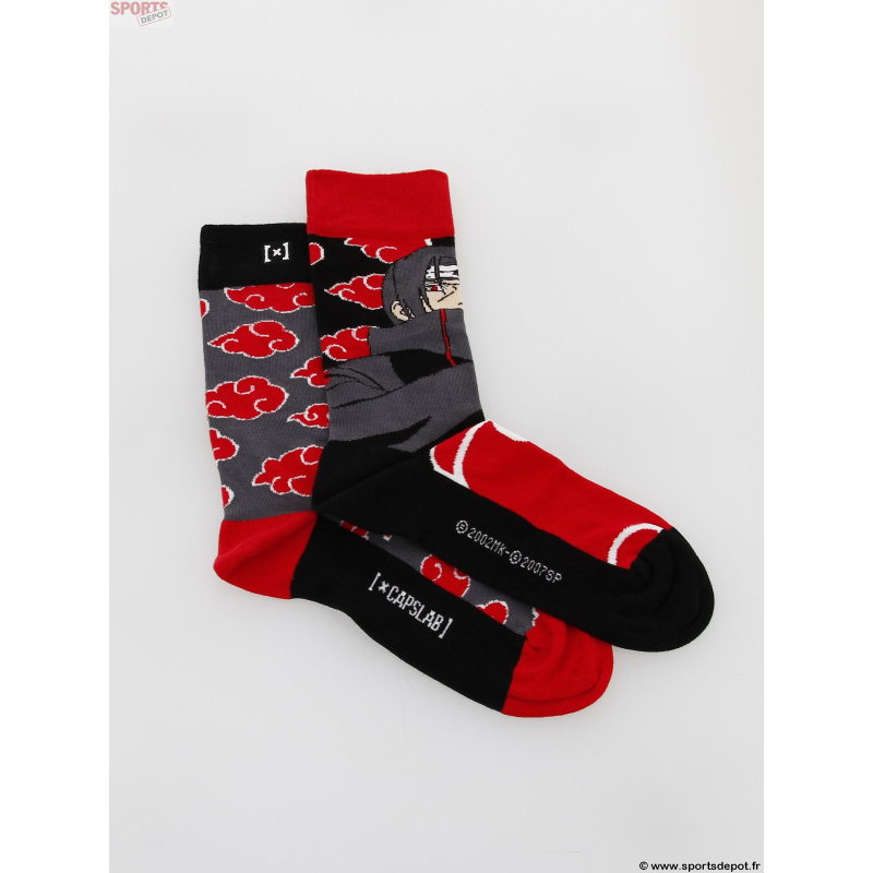 Chaussettes dépareillées naruto shippuden noir rouge - Capslab