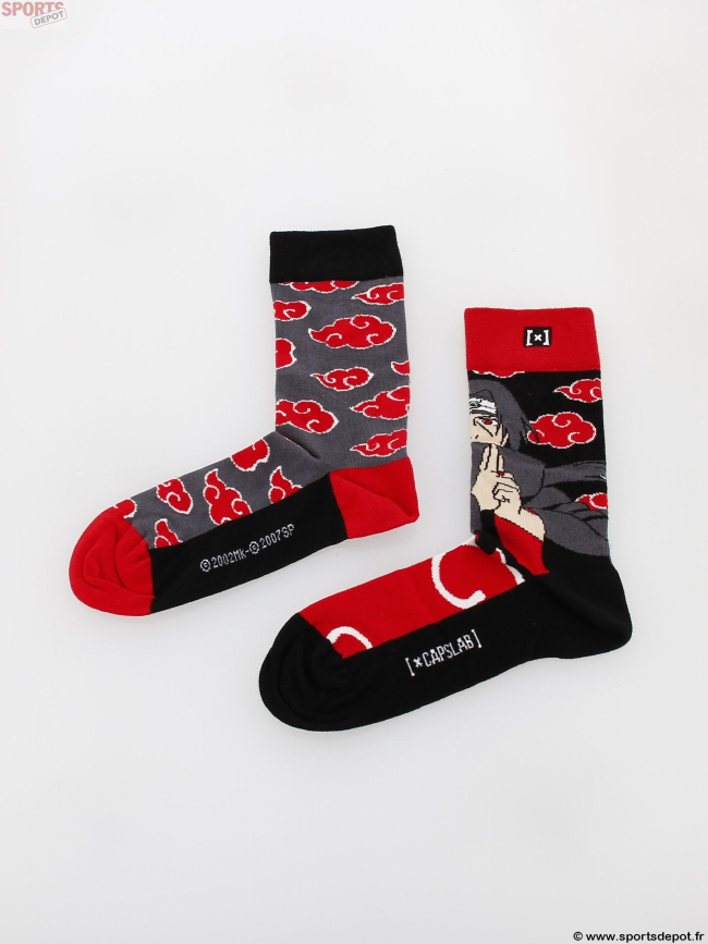 Chaussettes dépareillées naruto shippuden noir rouge - Capslab
