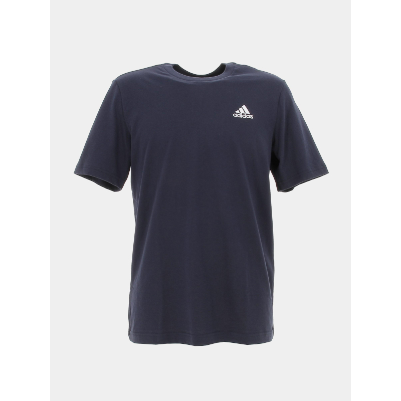 T-shirt uni classique petit logo brodé bleu marine homme - Adidas