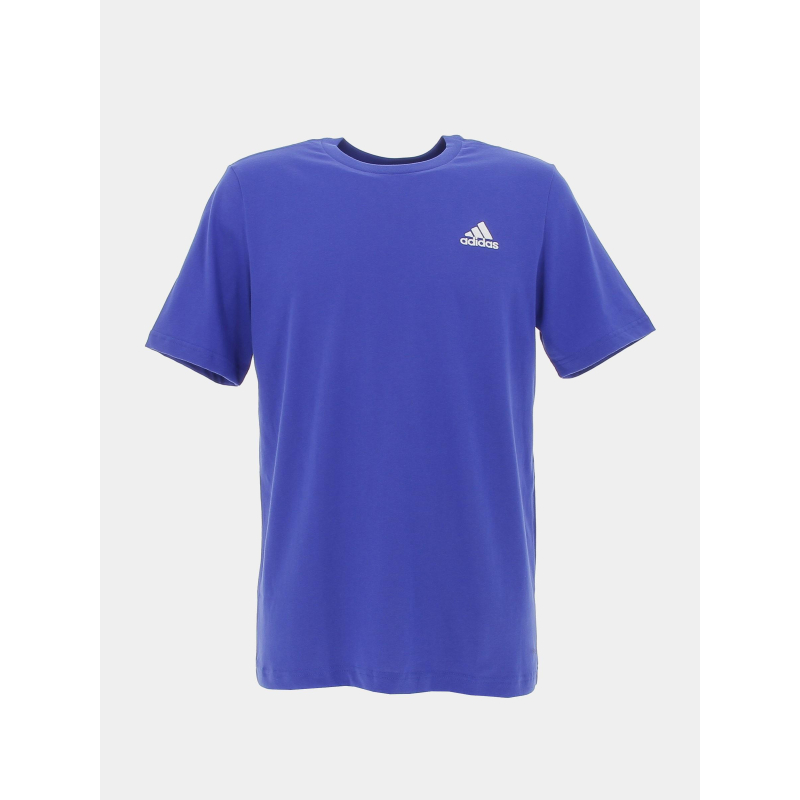 T-shirt uni classique petit logo brodé bleu homme - Adidas