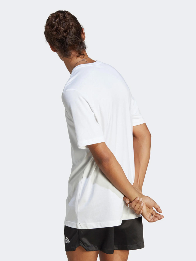 T-shirt uni classique petit logo brodé blanc homme - Adidas