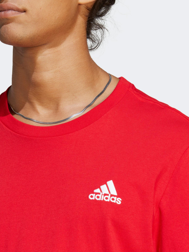 T-shirt uni classique petit logo rouge homme - Adidas