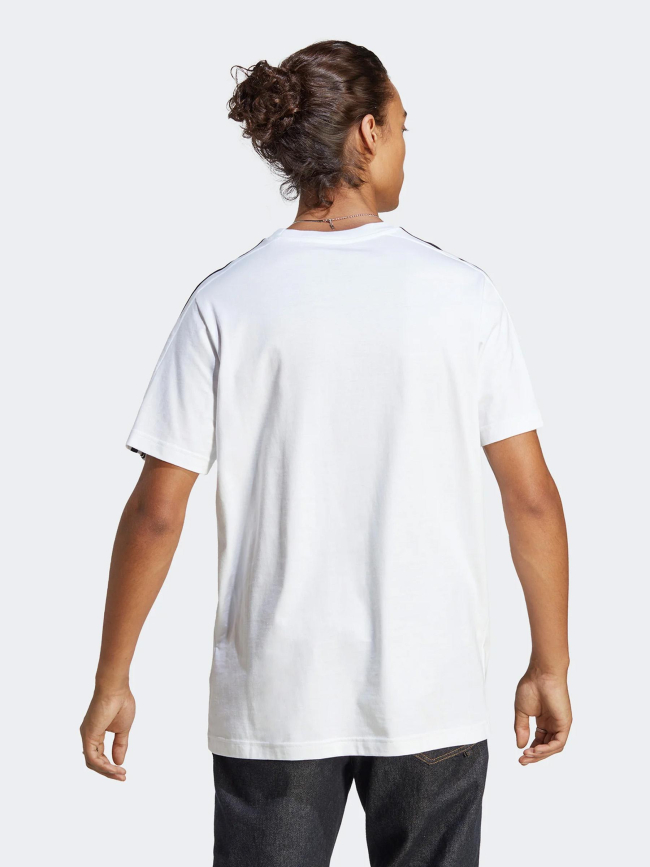T-shirt 3 stripes logo brodé blanc homme - Adidas