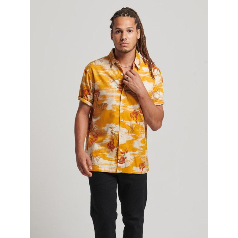 Chemise à fleurs hawaienne vintage jaune homme - Superdry