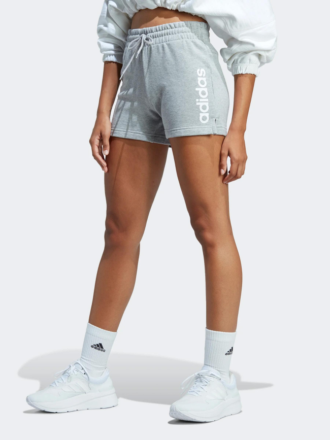 Short jogging linear gris chiné femme - Adidas