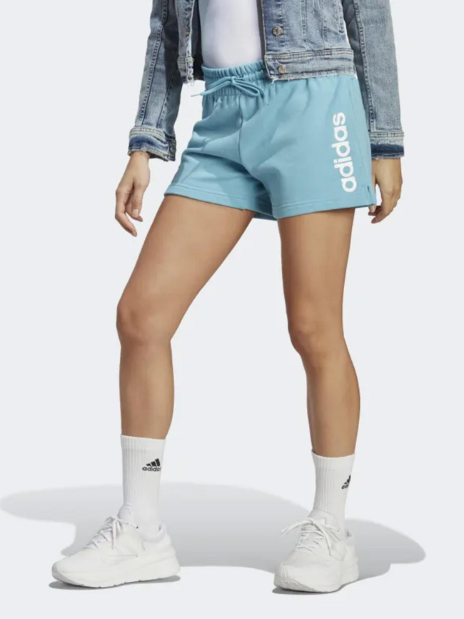 Short de sport linear logo bleu femme - Adidas