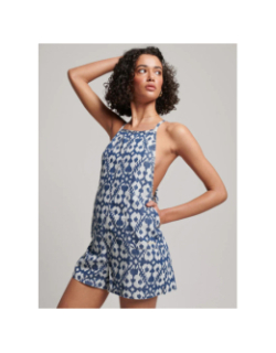 Combishort tissé vintage denim bleu femme - Superdry