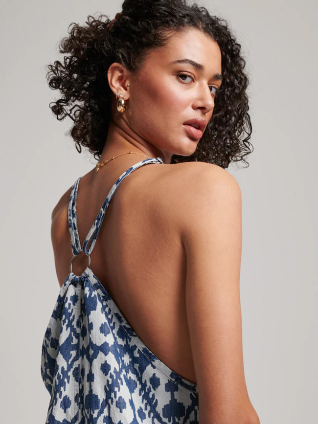 Combishort tissé vintage denim bleu femme - Superdry