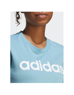 T-shirt linear logo bleu femme - Adidas
