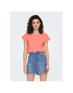 T-shirt iris manches ajourées orange corail femme - Only