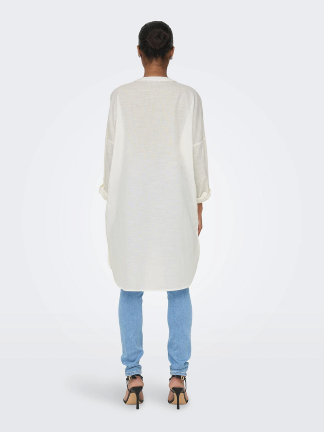 Robe chemise oversize apeldoorn blanc femme - Only