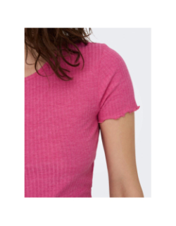 T-shirt crop cotêlé emma rose femme - Only