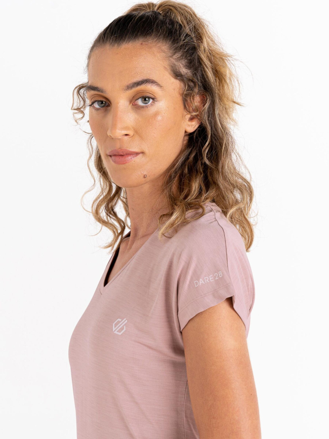 T-shirt de randonnée col v vigilant rose femme - Dare 2b