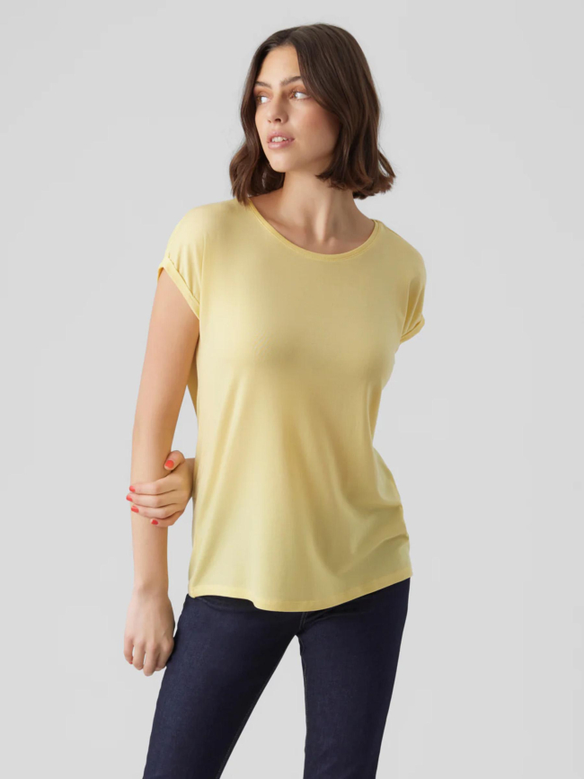 T-shirt uni ava plain jaune femme - Vero Moda