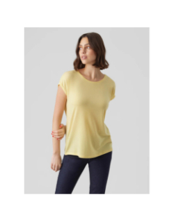 T-shirt uni ava plain jaune femme - Vero Moda