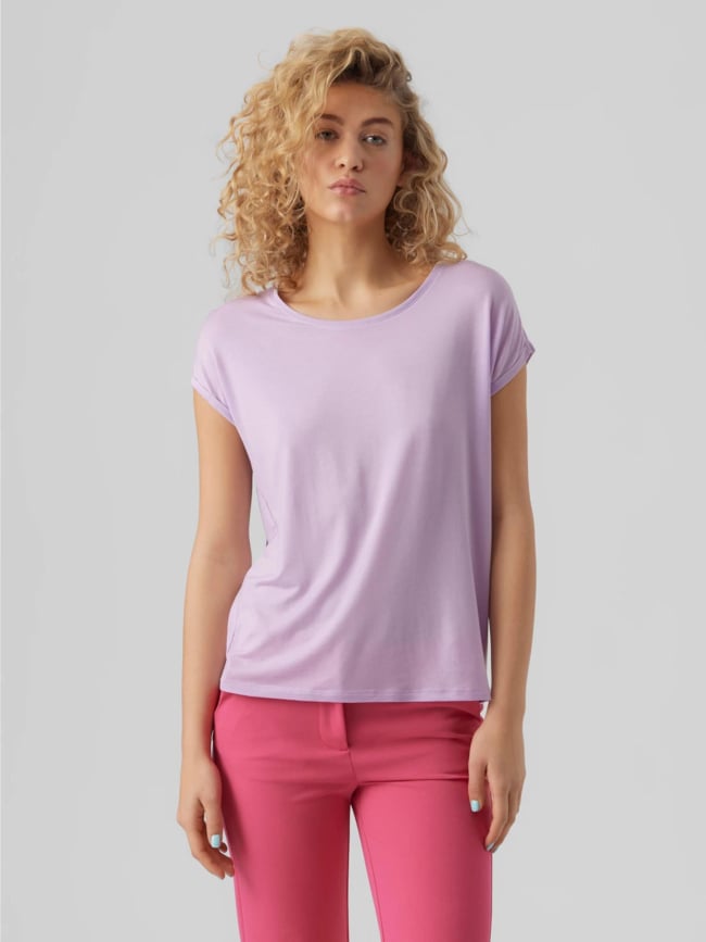 T-shirt uni ava plain violet femme - Vero Moda