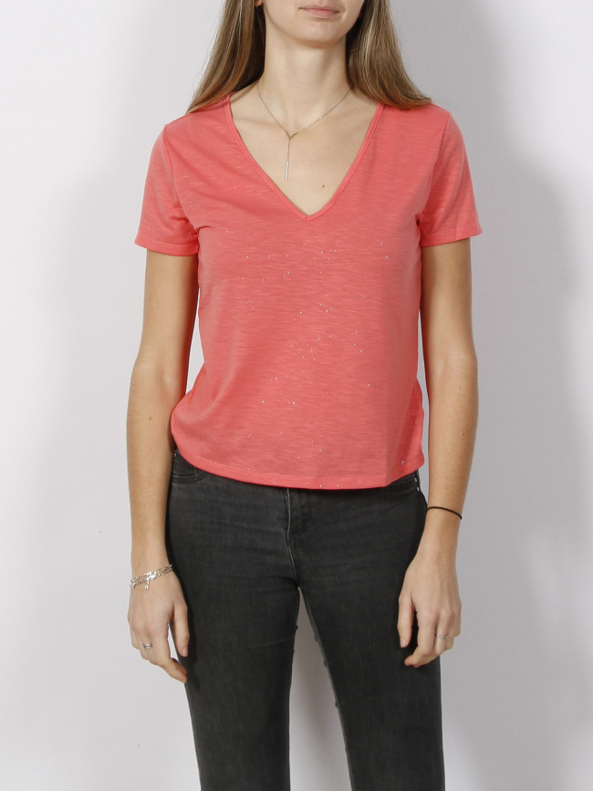 T-shirt paillettes dora rose femme - Jacqueline De Yong