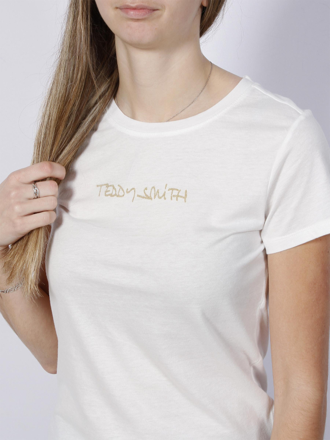 T-shirt logo doré ticia blanc fille - Teddy Smith