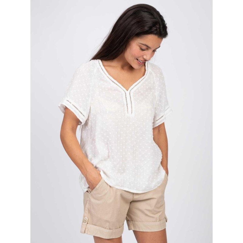T-shirt pois brodés rayures argent blanc femme - Sun Valley