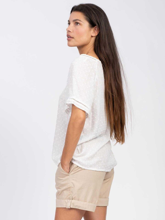 T-shirt pois brodés rayures argent blanc femme - Sun Valley