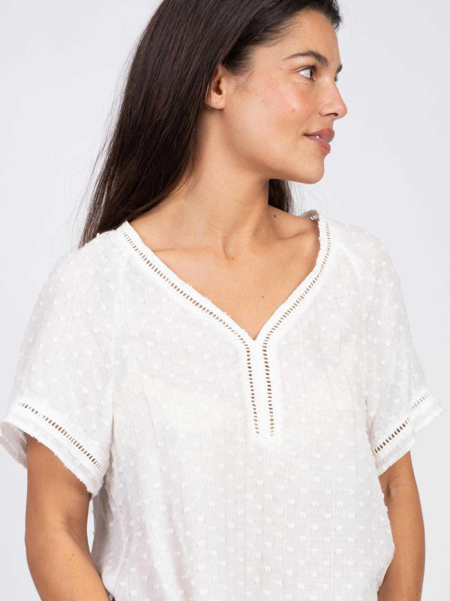 T-shirt pois brodés rayures argent blanc femme - Sun Valley