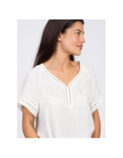T-shirt pois brodés rayures argent blanc femme - Sun Valley