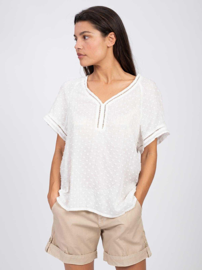 T-shirt pois brodés rayures argent blanc femme - Sun Valley