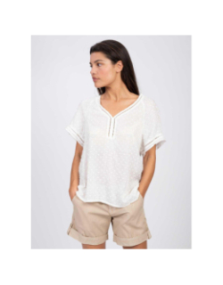 T-shirt pois brodés rayures argent blanc femme - Sun Valley