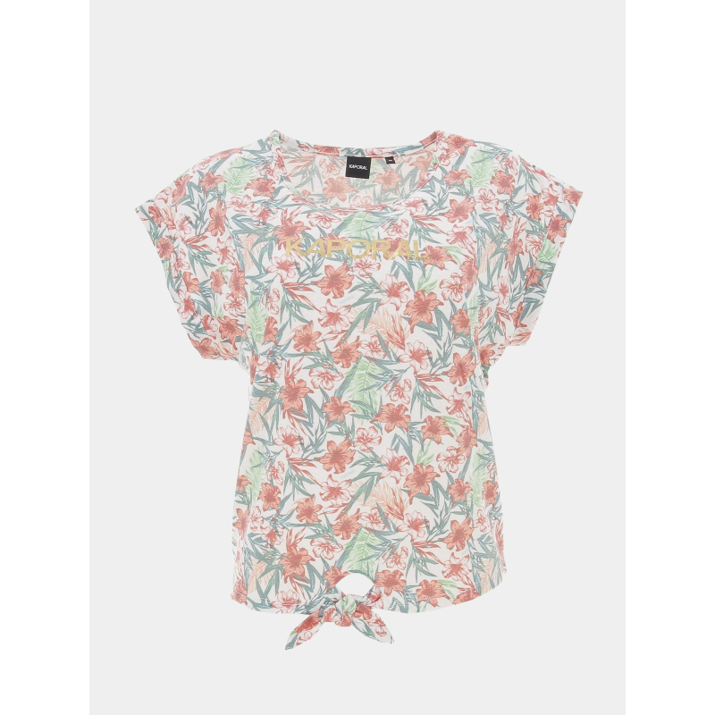 T-shirt à fleurs nouer fano rose vert fille - Kaporal