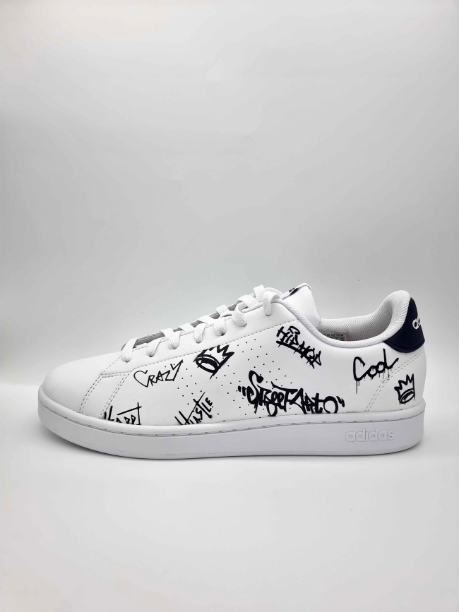 Baskets advantage custom graffitis blanc homme - Adidas